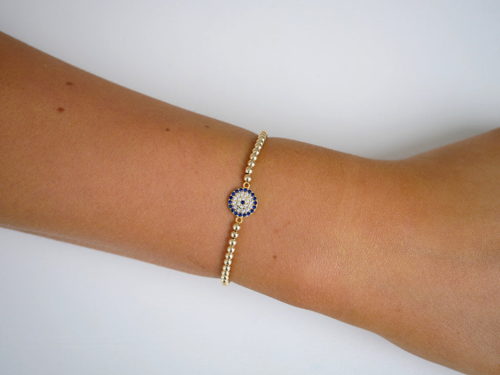 Abigail Evil Eye Beaded Bracelet - Gisele Collection Gold