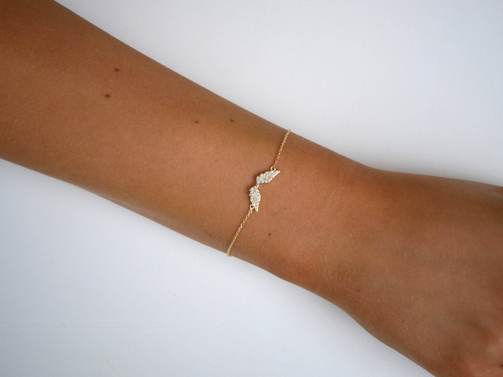 Angel Wings Bracelet with Crystals - Gisele Collection Gold