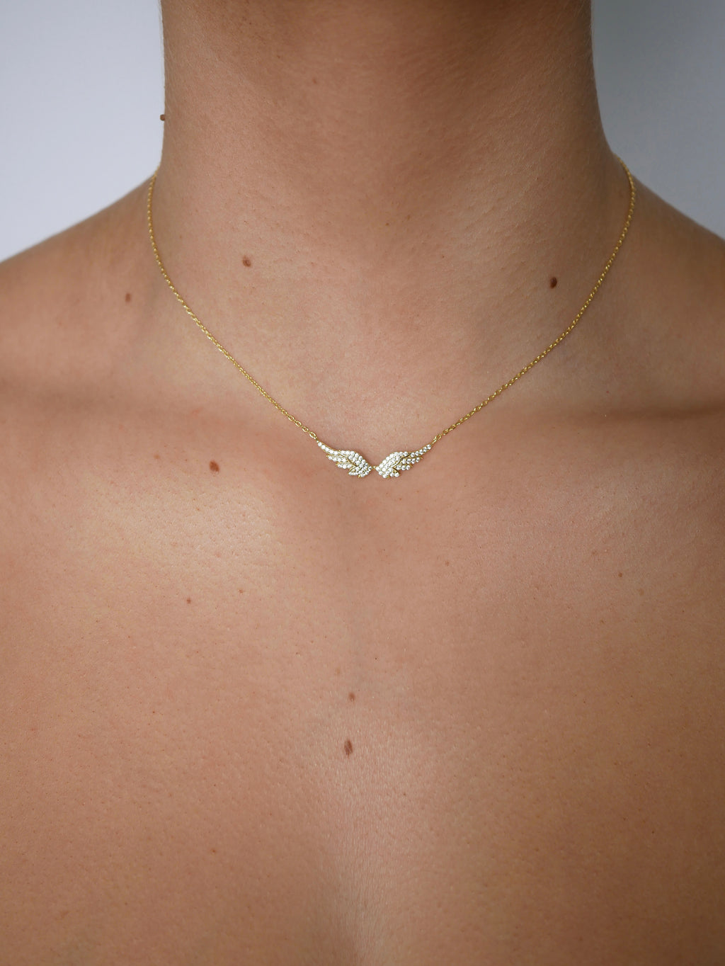 Angel Wings Necklace with Crystals - Gisele Collection Gold