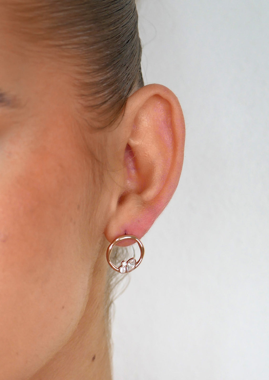 Celina Crystal Circle Earrings Rose Gold - Gisele Collection