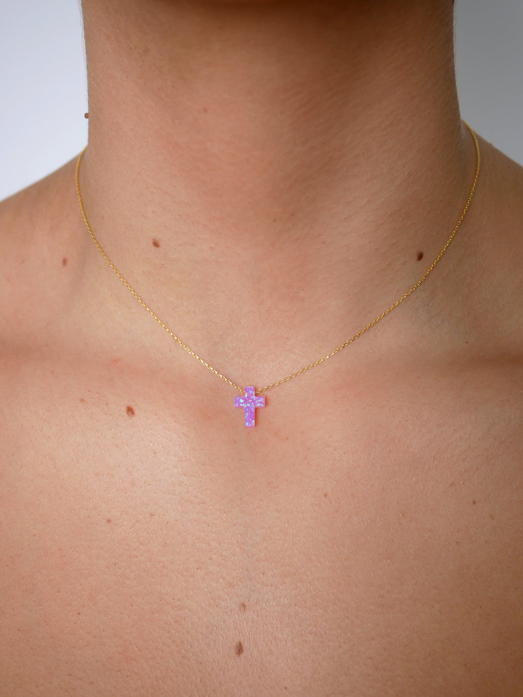Eve Pink Opalite Cross Necklace - Gisele Collection Gold