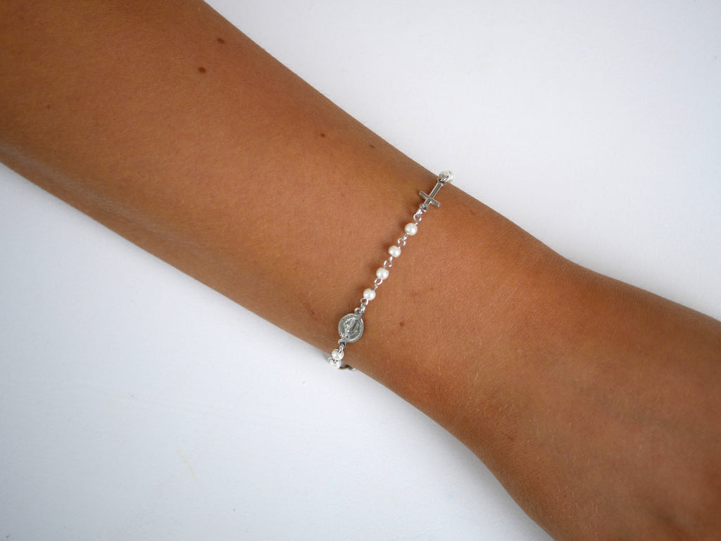 Isabelle Pearl Rosary Bracelet - Gisele Collection Gold