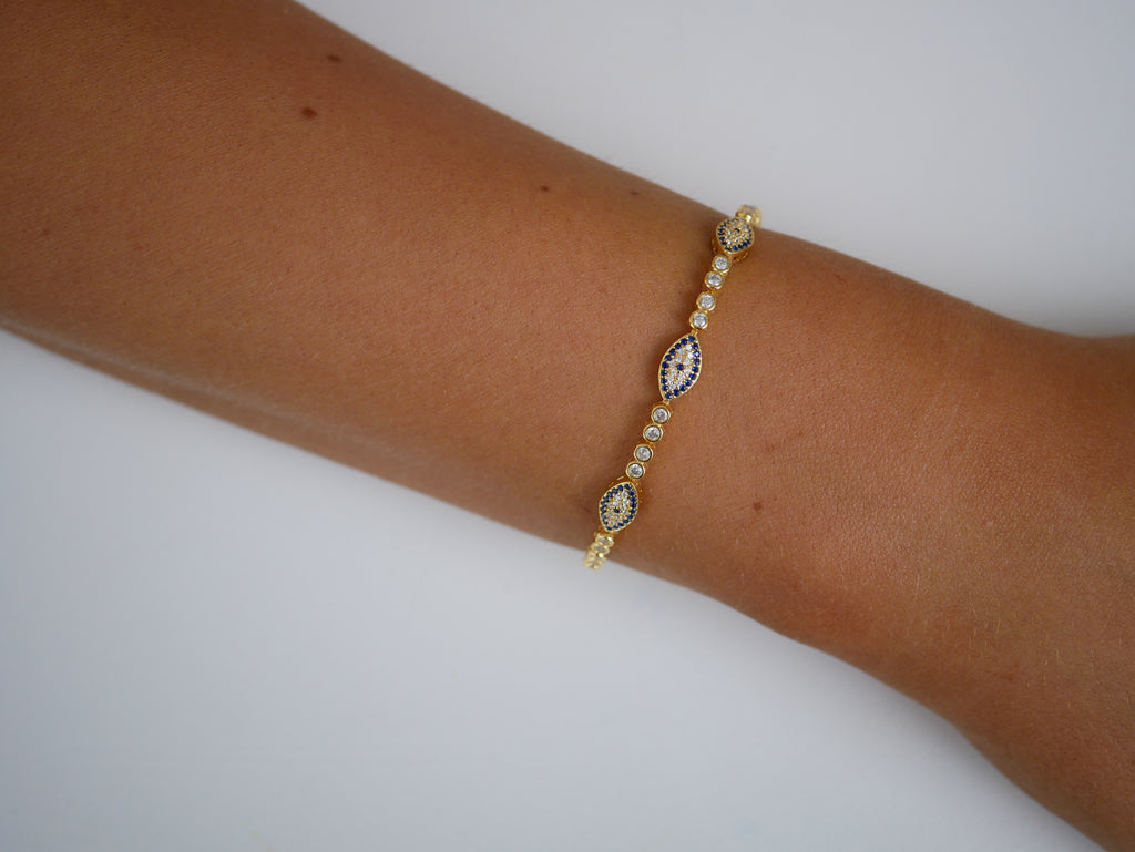 Jasmine Evil Eye Tennis Bracelet - Gisele Collection Gold