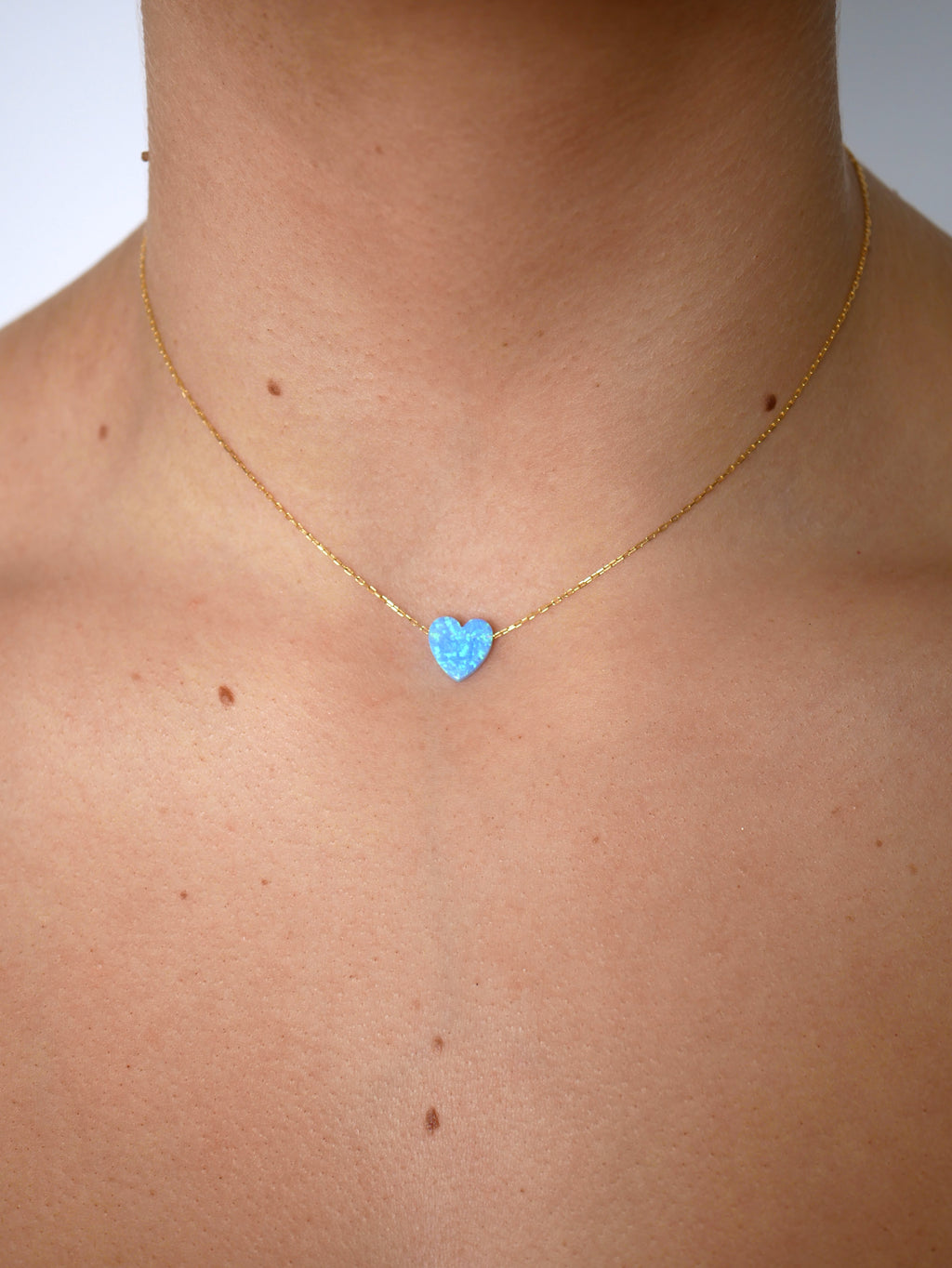 Lulu Blue Opalite Heart Necklace - Gisele Collection Silver