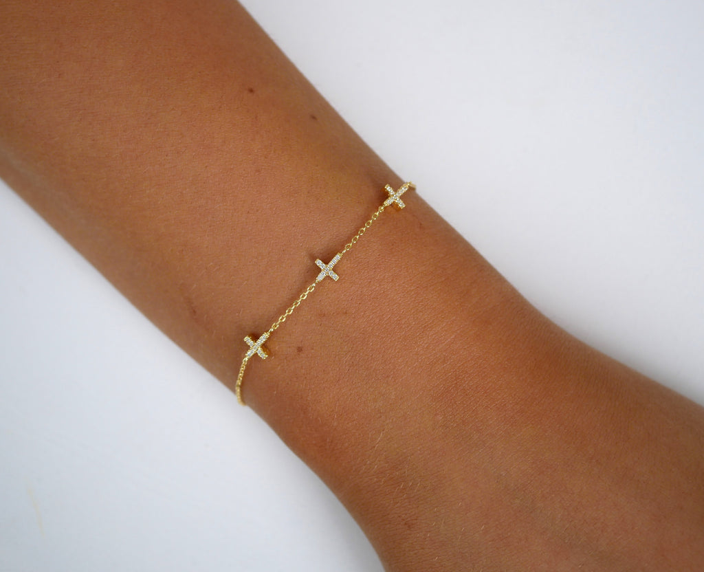 Elena Triple Cross Bracelet - Gisele Collection Gold
