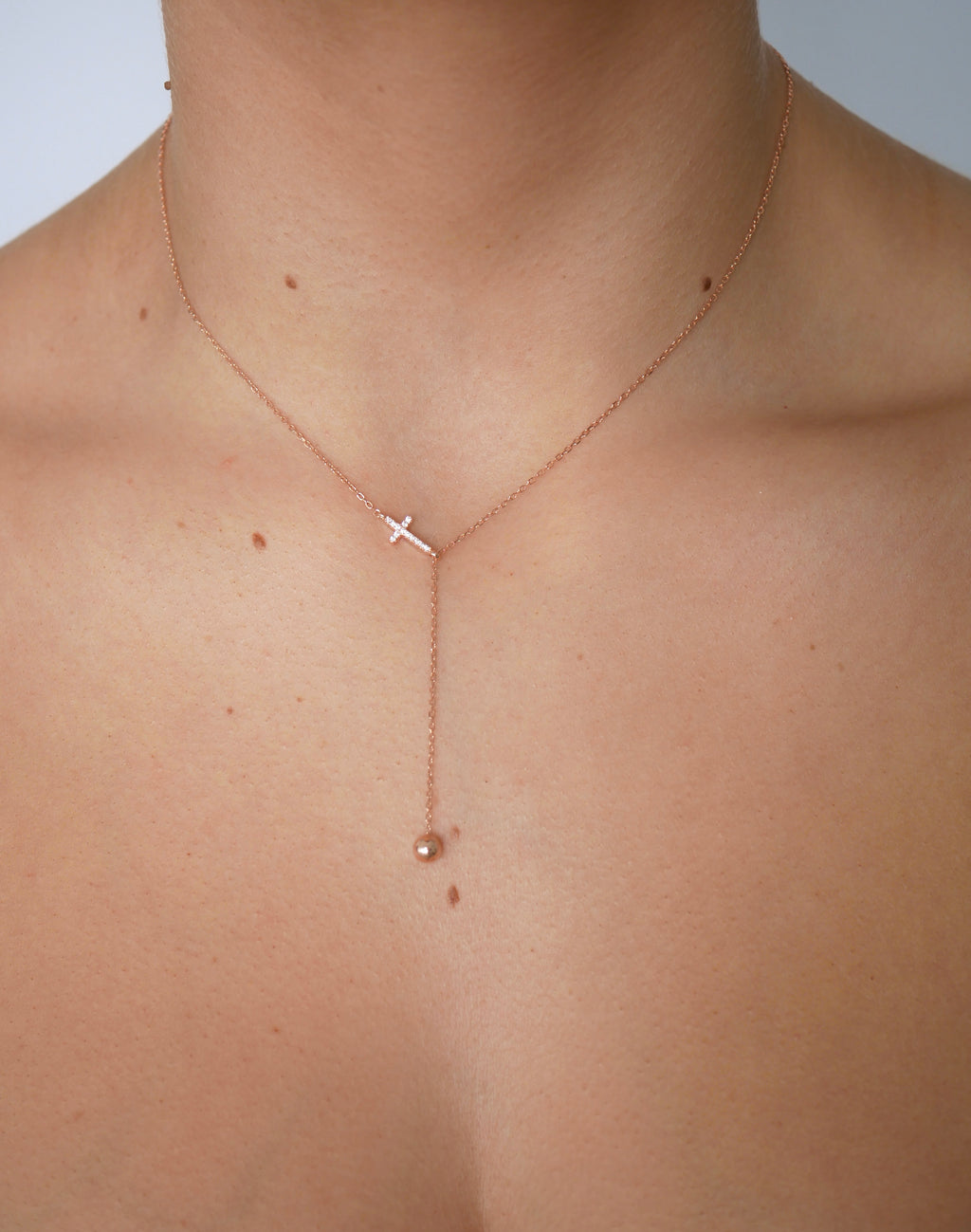 Tiana Adjustable Cross Necklace - Gisele Collection Rose Gold