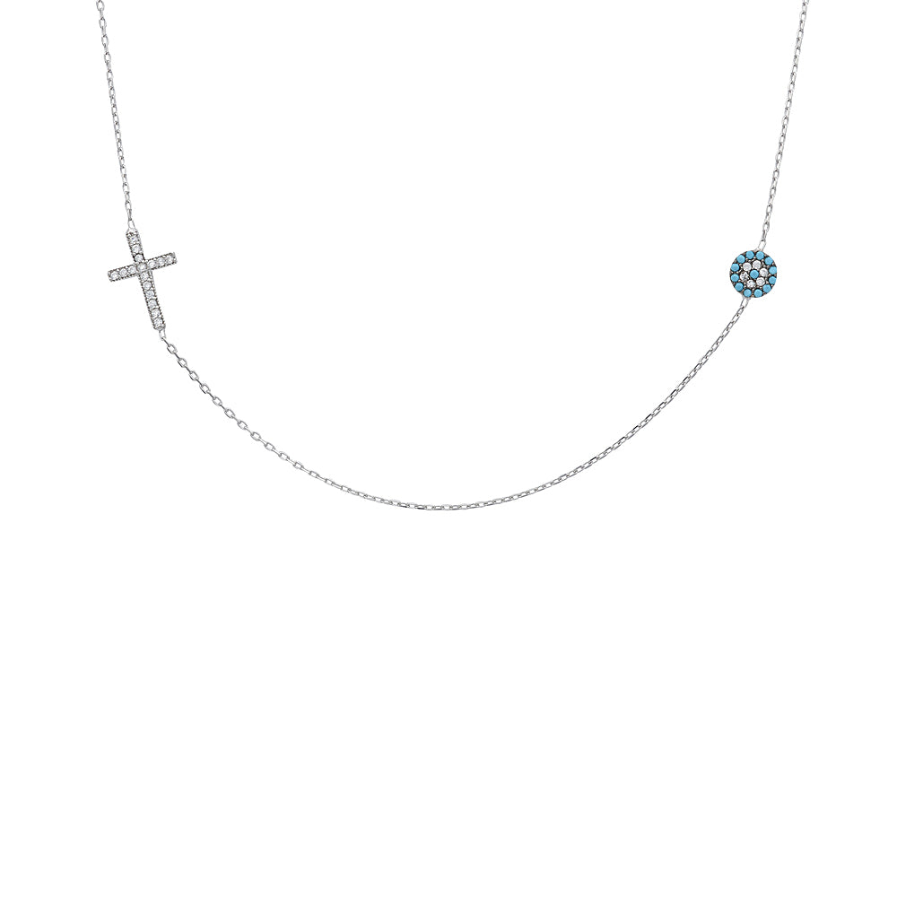 Isla Turquoise Evil Eye Cross Necklace