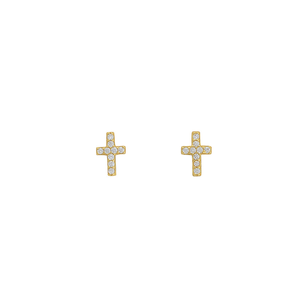 Gracie Mini Crystal Cross Stud Earrings - Gisele Collection