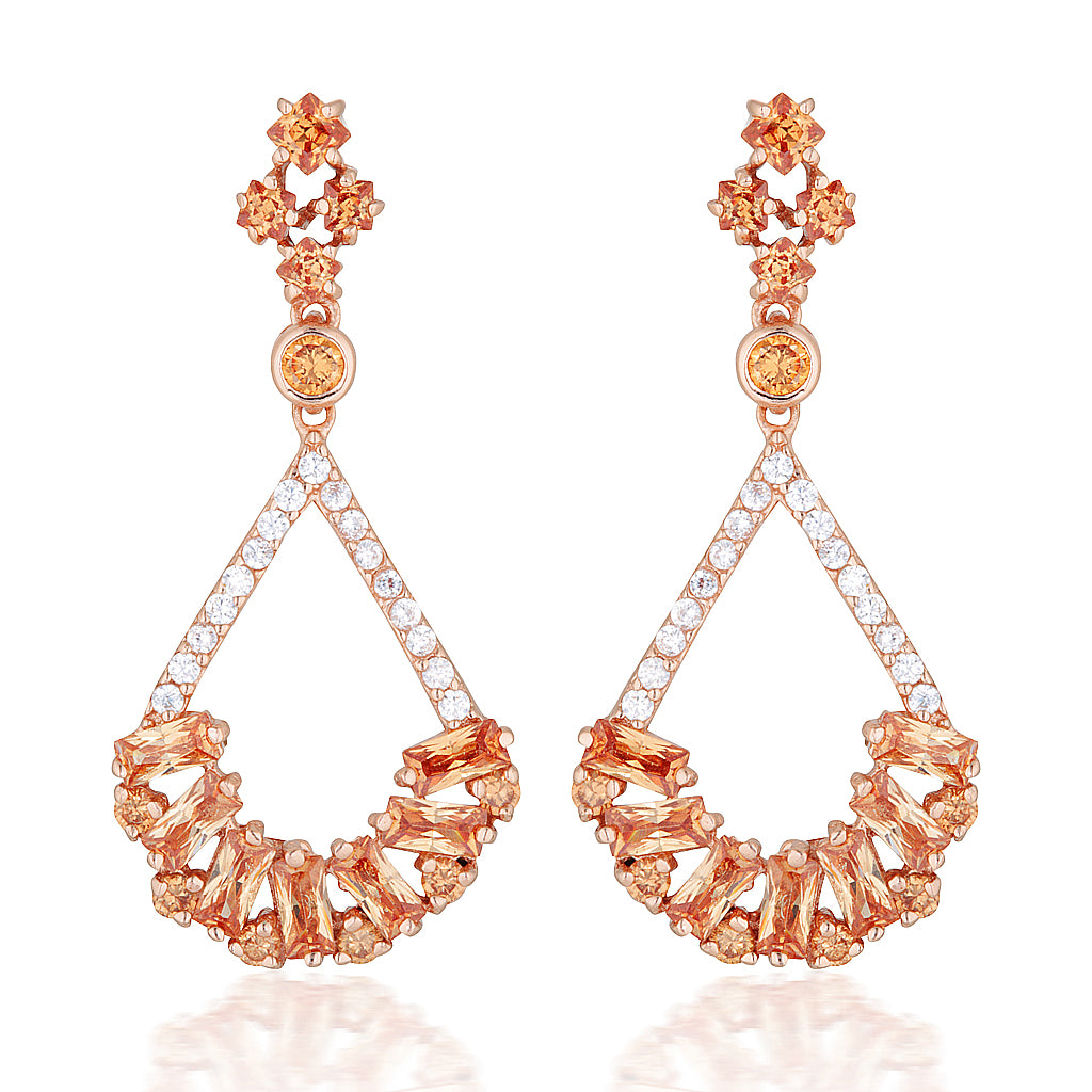 Claudette Champagne Crystal Earrings Rose Gold - Gisele Collection