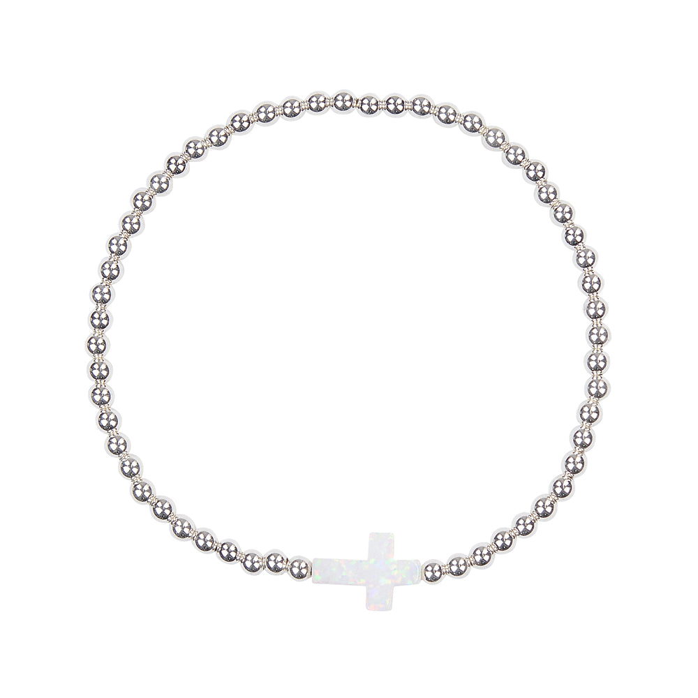 Eve Beaded Bracelet with White Opalite Cross