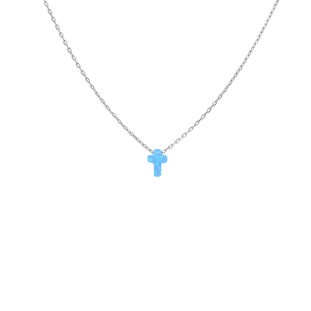 Mini Eve Blue Opalite Cross Necklace