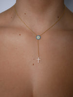 Arianna Turquoise Evil Eye & Hanging Cross Necklace