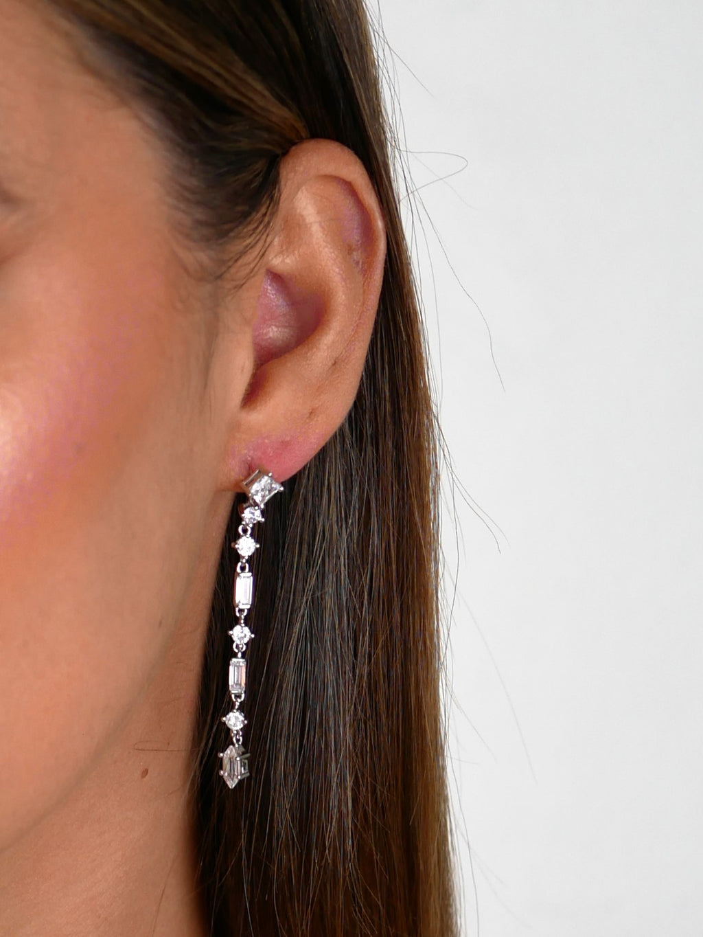 Cristina CZ Drop Earrings Silver