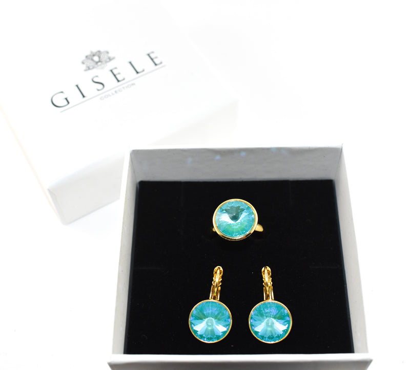 Katrina Turquoise Crystal Earrings & Ring Gift Set