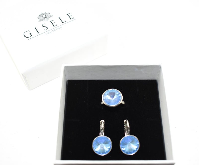 Katrina Blue Crystal Earrings & Ring Gift Set