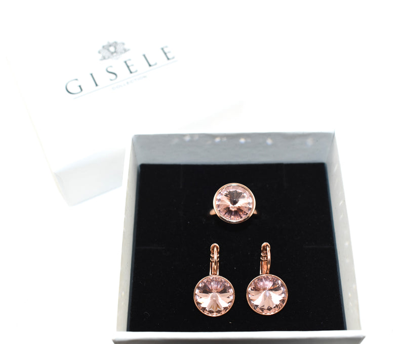 Katrina Rose Gold Crystal Earrings & Ring Gift Set