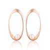 Rose Gold Pearl Oval Earrings