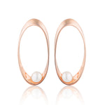 Rose Gold Pearl Oval Earrings