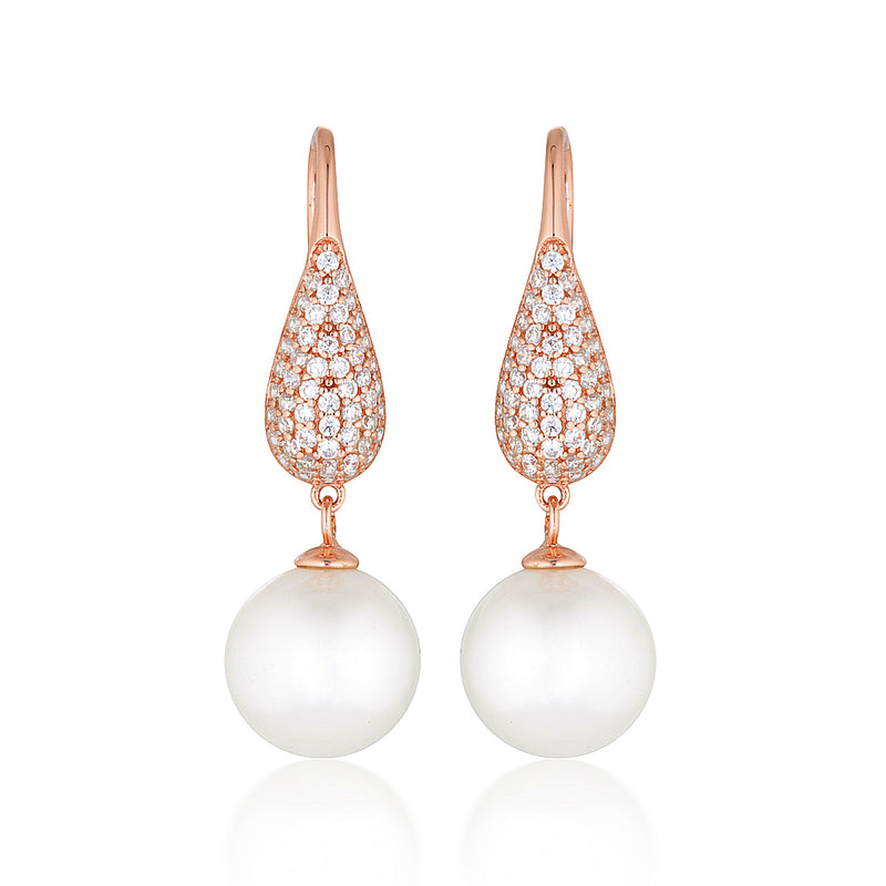 Isla Rose Pearl Crystal Hanging Earrings