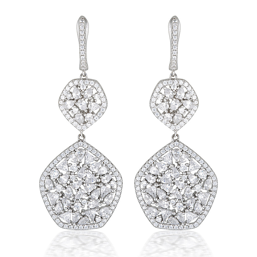 Claudia Double Crystal Hanging Earrings