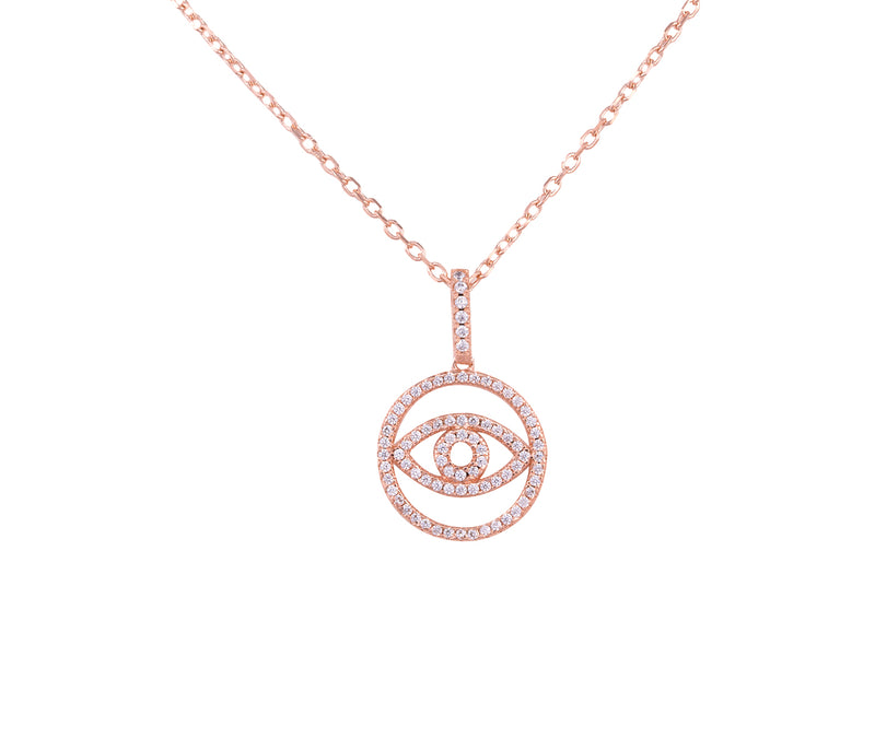 Georgia Evil Eye Necklace - Gisele Collection Rose Gold