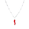 Italian Red Corno Charm & Ball Chain Necklace Set