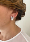 Selene Crystal & Pearl Stud Earrings in Silver