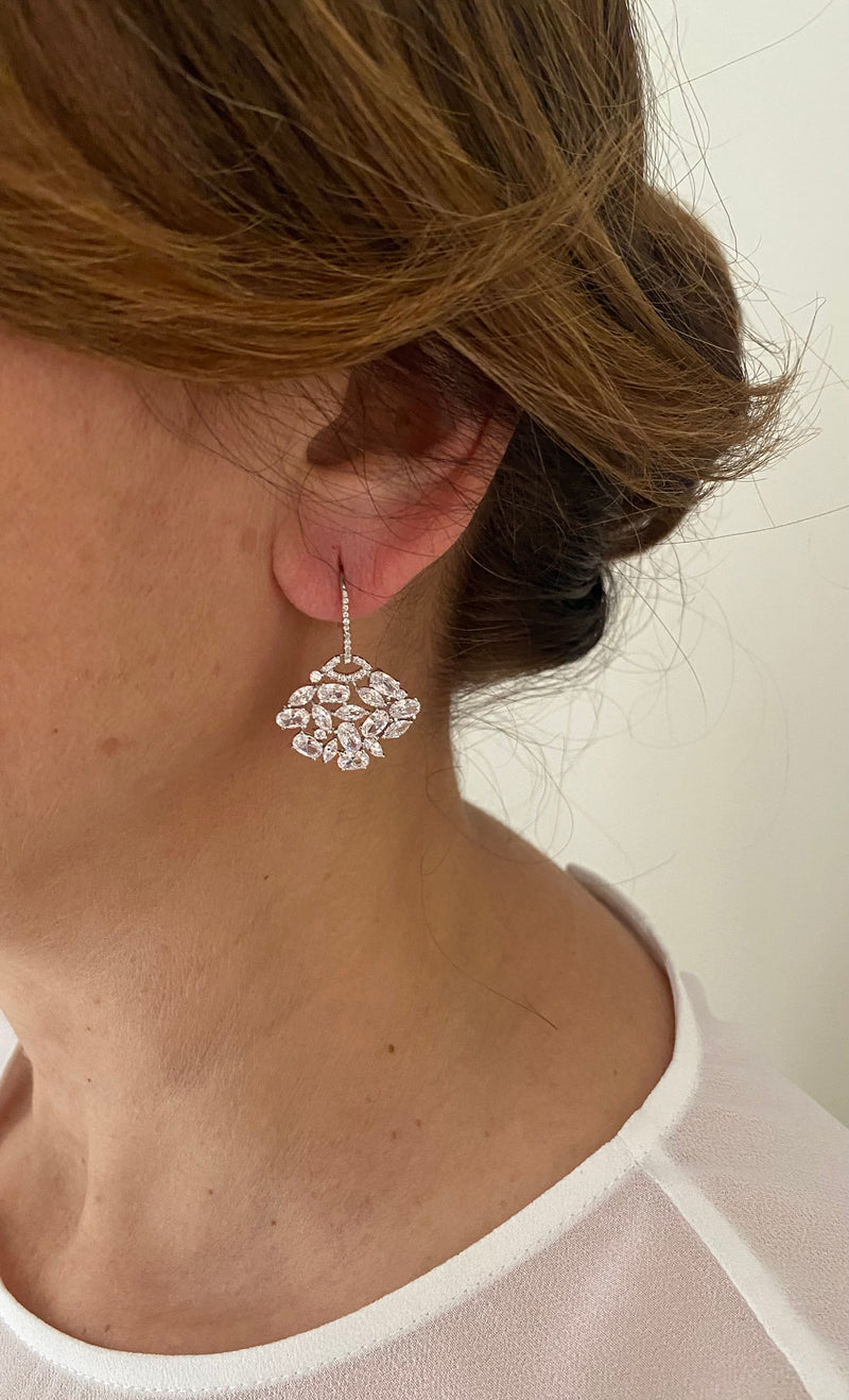 Susan Silver Crystal Cluster Earrings