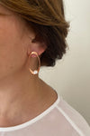 Rose Gold Pearl Oval Earrings