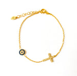 Isla Mini Evil Eye Cross Bracelet