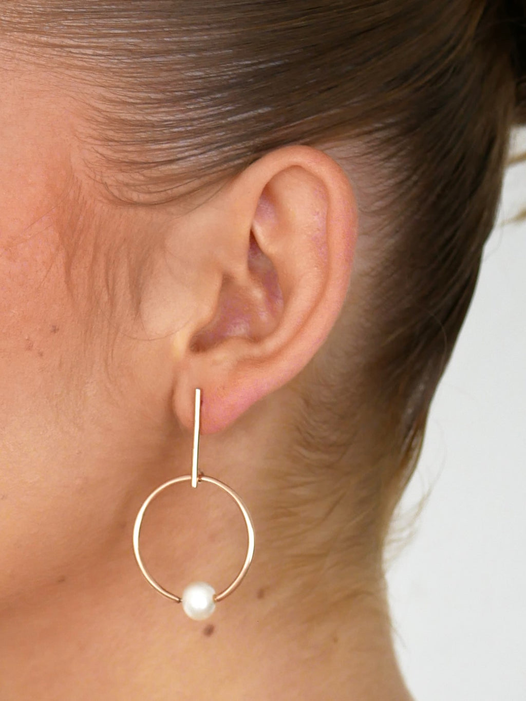 Laylla Hanging Pearl Hoop Earrings - Gisele Collection