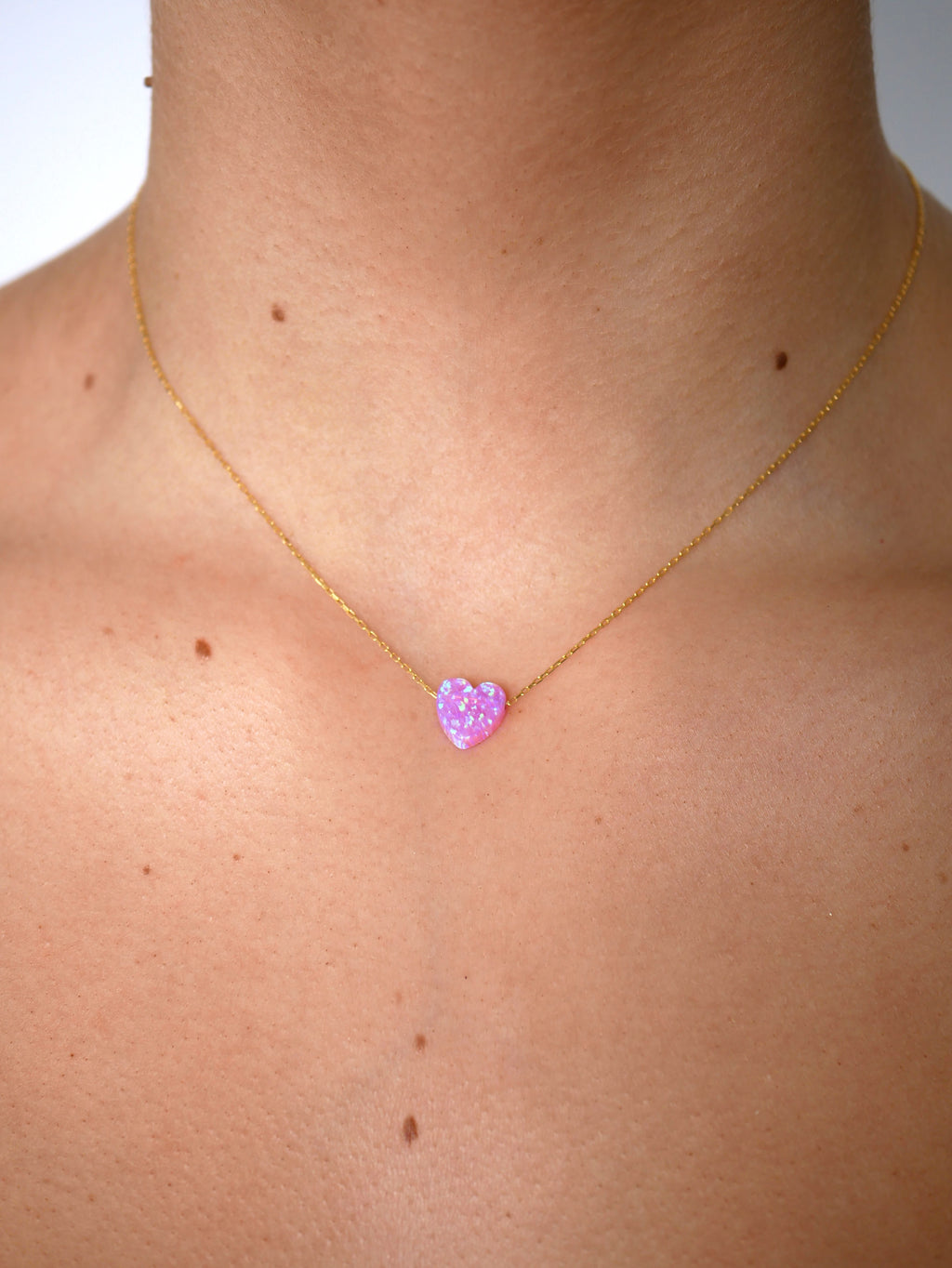 Lulu Pink Opalite Heart Necklace - Gisele Collection