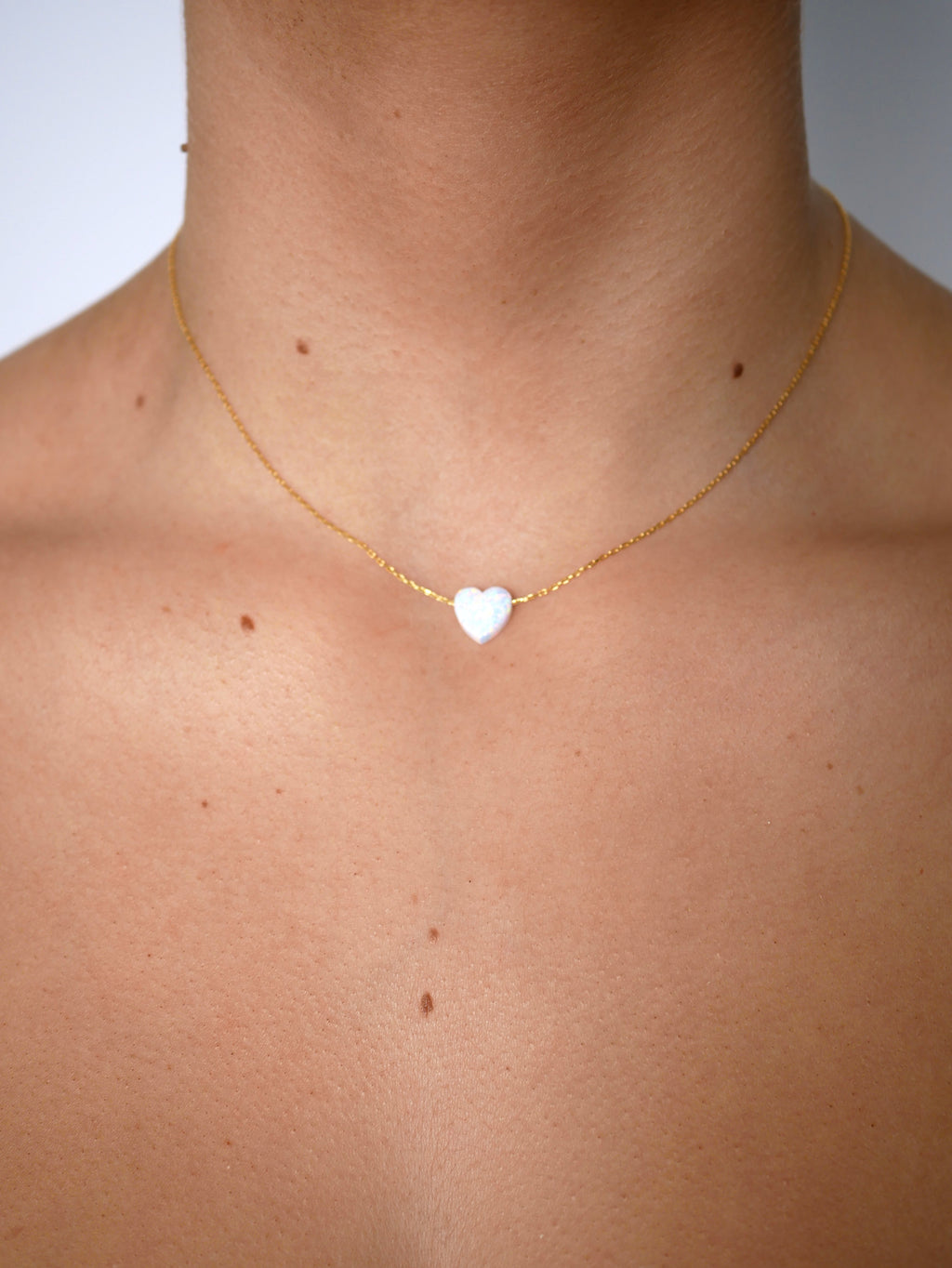 Lulu White Opalite Heart Necklace - Gisele Collection