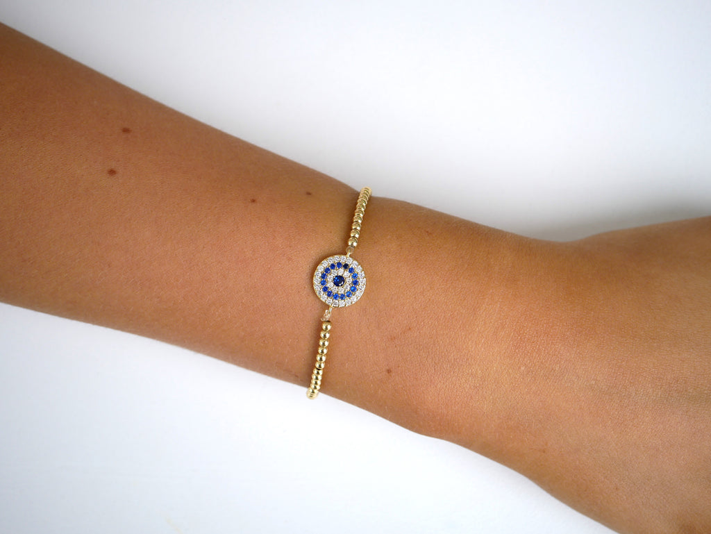 Miss G Beaded Bracelet with Circular Evil Eye - Gisele Collection