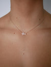 Emily Pearl Side Cross Necklace Rose Gold