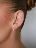 Claudia Mini Crystal Cross Hanging Stud Earrings Rose Gold