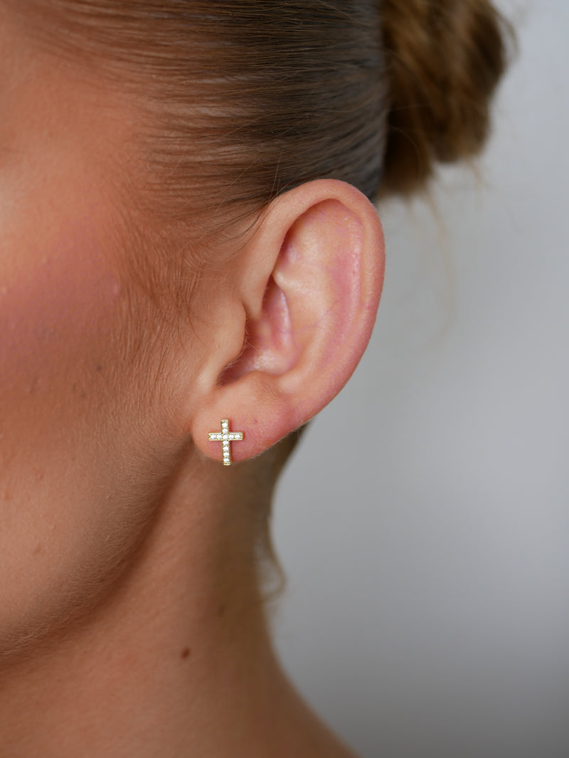 Julia Large Crystal Cross Stud Earrings