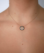 Selena Black Outlined Cross Necklace Rose Gold