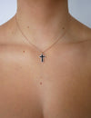 Aria Black Cross Necklace Rose Gold
