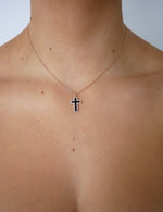 Aria Black Cross Necklace Rose Gold