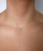 Suzanne Evil Eye Side Cross Necklace