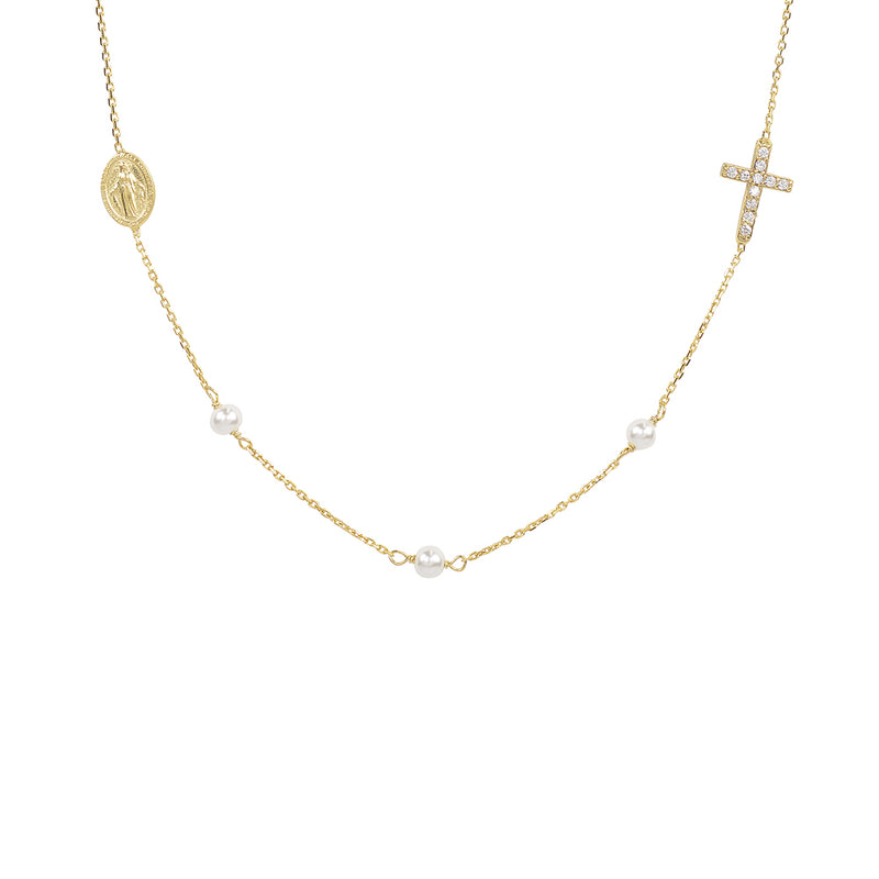 Isabelle Pearl Rosary Necklace