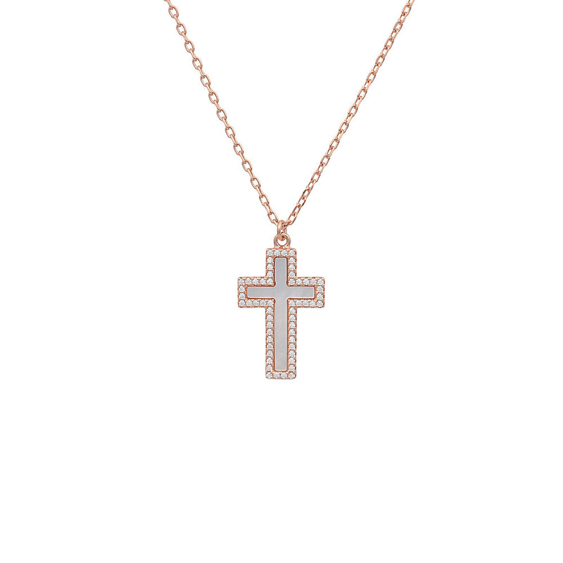 Alessandra Pearl Cross Necklace