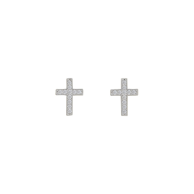 Julia Large Crystal Cross Stud Earrings