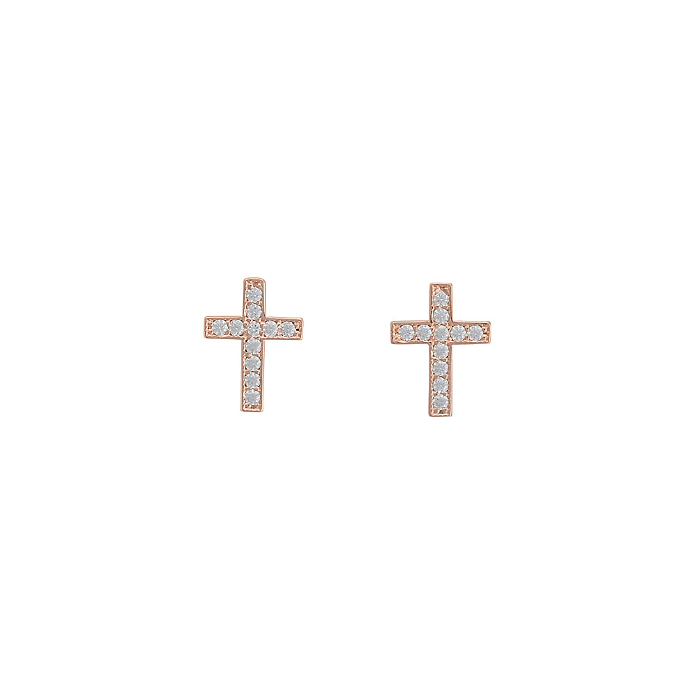 Julia Large Crystal Cross Stud Earrings