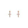 Claudia Mini Crystal Cross Hanging Stud Earrings Rose Gold