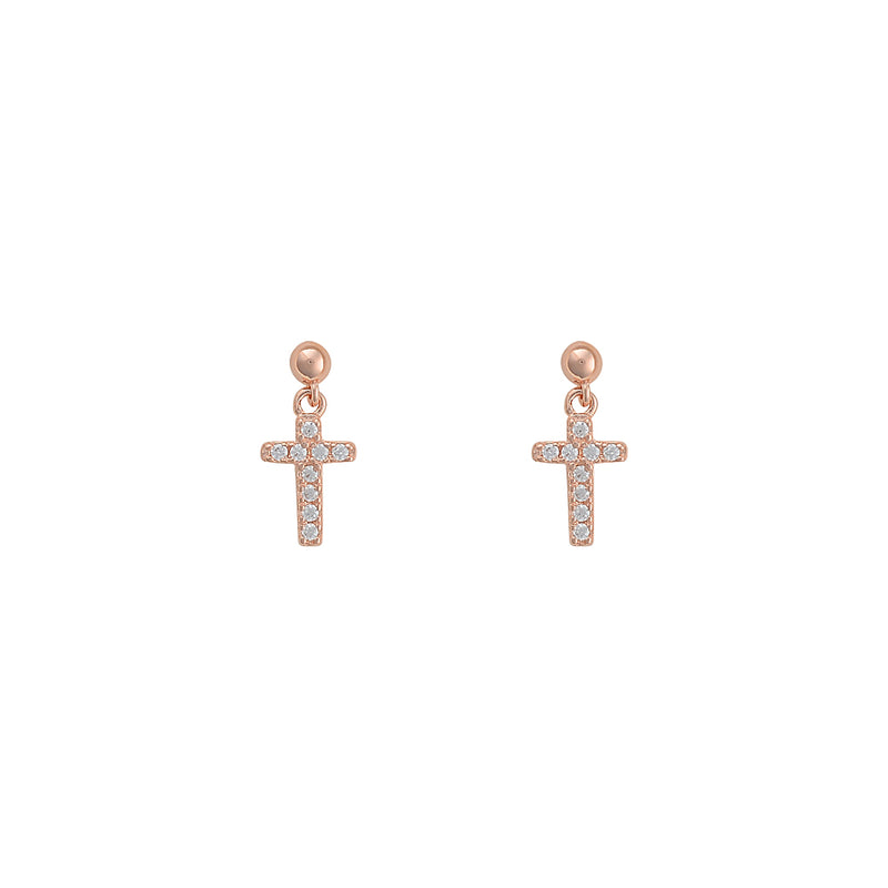 Claudia Mini Crystal Cross Hanging Stud Earrings