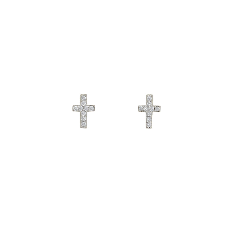 Gracie Mini Crystal Cross Stud Earrings