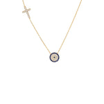 Claudia Evil Eye Side Cross Necklace - Gisele Collection Gold