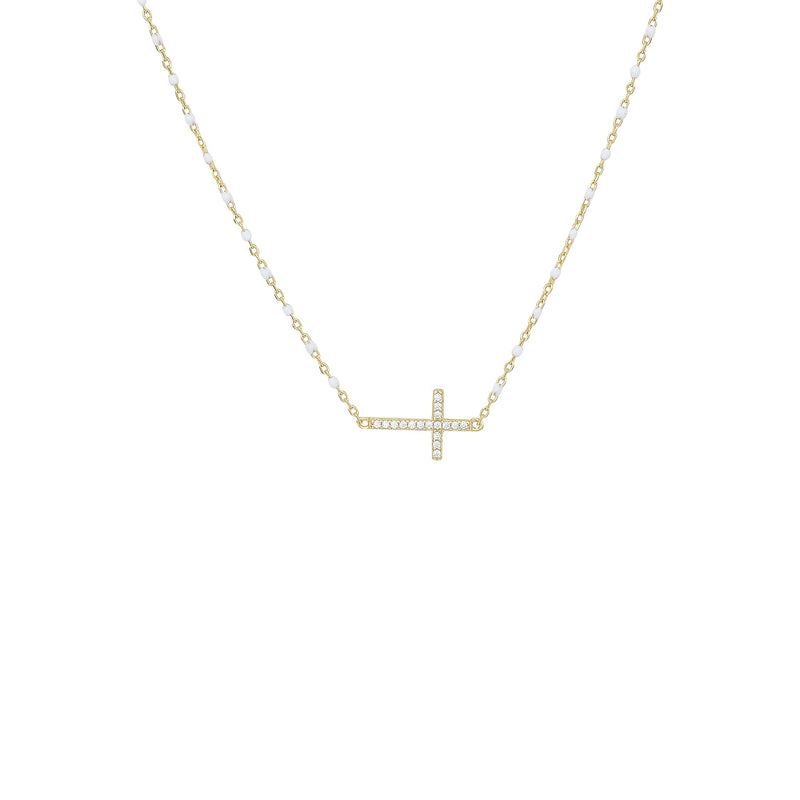 Zara Pearl Side Cross Necklace